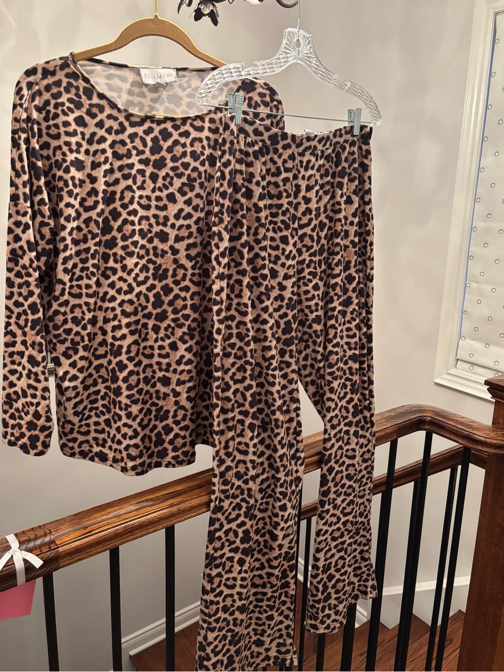 Leopard Print Women's Pajama Set - Brown